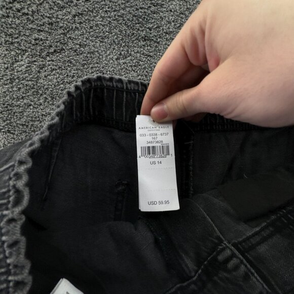 NWT American Eagle Dark Gray Shorts Elastic Waist Size 14 (32W) W/ Pockets - Picture 7 of 12